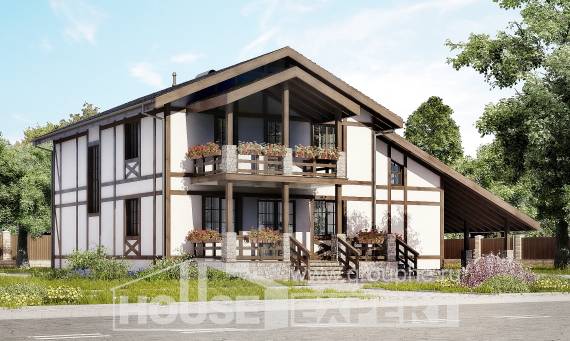 250-002-Л Проект двухэтажного дома мансардный этаж и гаражом, просторный домик из кирпича Ртищево, House Expert