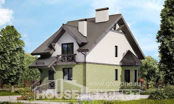 120-003-П Проект двухэтажного дома мансардой, красивый коттедж из бризолита Ртищево, House Expert