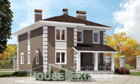 185-002-П Проект двухэтажного дома, современный домик из газосиликатных блоков Саратов, House Expert