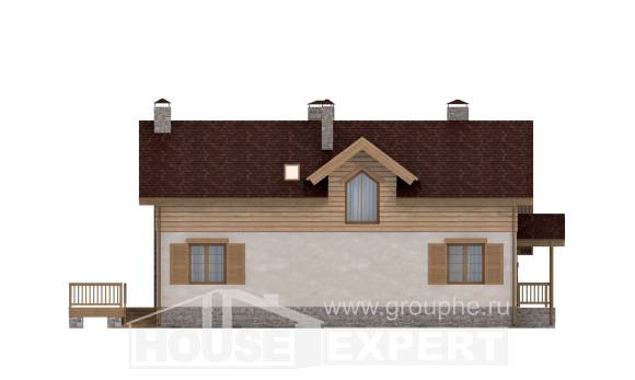 165-002-П Проект двухэтажного дома с мансардным этажом и гаражом, скромный загородный дом из газобетона Вольск, House Expert