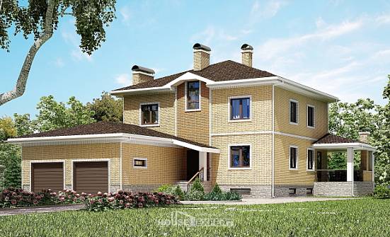 350-002-Л Проект трехэтажного дома, гараж, огромный домик из кирпича, Балашов