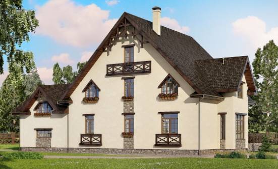 435-002-П Проект трехэтажного дома с мансардой, гараж, классический загородный дом из бризолита, Саратов