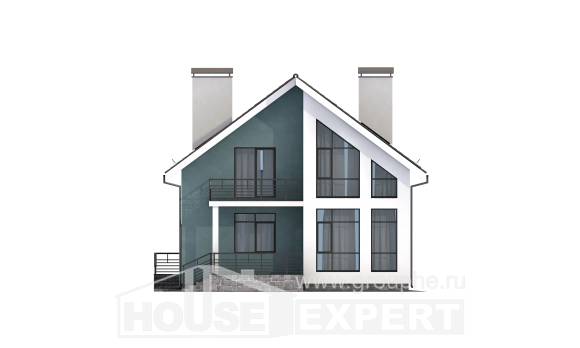 170-006-П Проект двухэтажного дома с мансардным этажом, скромный коттедж из поризованных блоков Маркс, House Expert