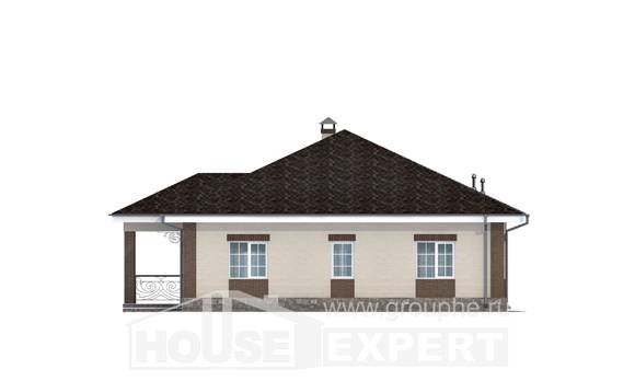 100-004-Л Проект одноэтажного дома, классический загородный дом из пеноблока, Саратов
