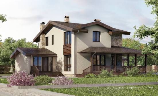 220-001-Л Проект двухэтажного дома с мансардой, гараж, классический загородный дом из бризолита, Саратов