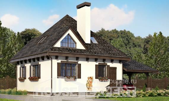 110-002-Л Проект двухэтажного дома с мансардой, гараж, бюджетный домик из теплоблока Ершов, House Expert