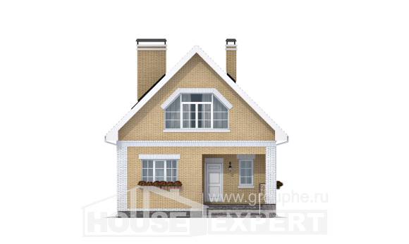 130-004-П Проект двухэтажного дома мансардный этаж, бюджетный загородный дом из твинблока Ртищево, House Expert