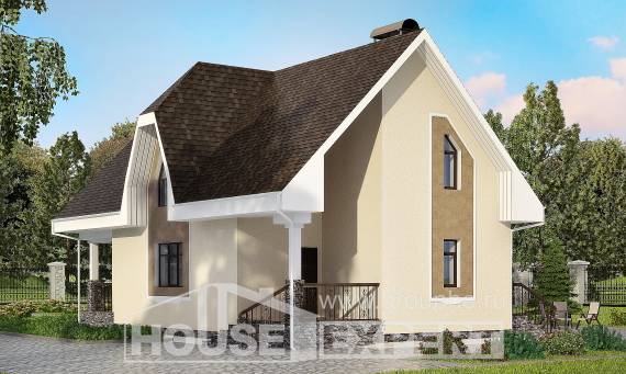 125-001-Л Проект двухэтажного дома с мансардным этажом, уютный домик из твинблока Вольск, House Expert