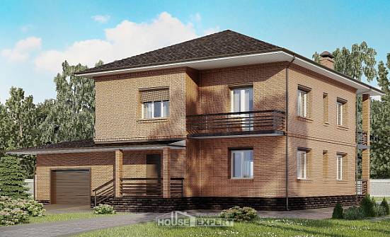 245-003-Л Проект двухэтажного дома, гараж, современный домик из кирпича, Вольск
