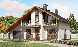180-008-Л Проект двухэтажного дома с мансардным этажом и гаражом, современный коттедж из теплоблока Энгельс, House Expert