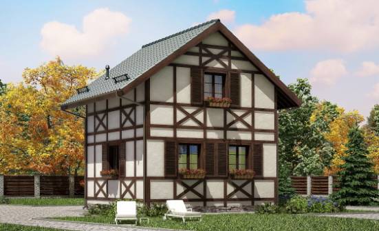 060-002-П Проект двухэтажного дома с мансардой, современный загородный дом из бревен, Саратов