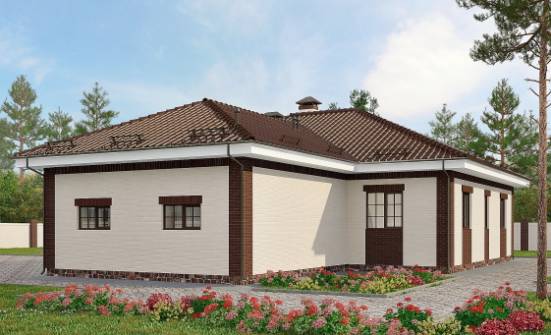160-015-П Проект одноэтажного дома и гаражом, небольшой домик из газобетона Балашов | Проекты одноэтажных домов от House Expert
