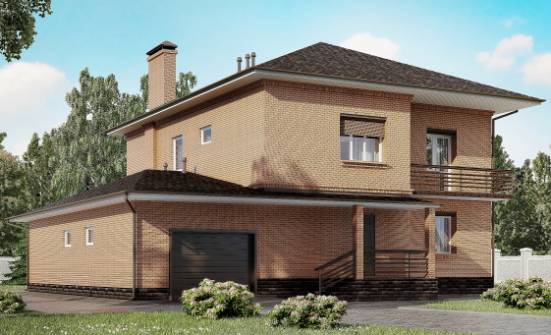 245-003-Л Проект двухэтажного дома, гараж, современный домик из кирпича, Вольск