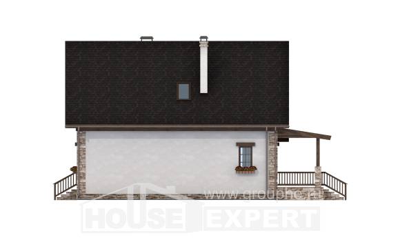 140-002-Л Проект двухэтажного дома с мансардой, классический коттедж из арболита Ершов, House Expert