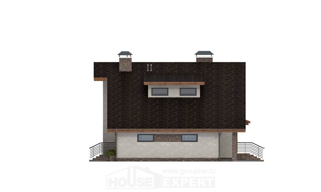 180-008-Л Проект двухэтажного дома с мансардой, гараж, просторный домик из поризованных блоков Вольск, House Expert