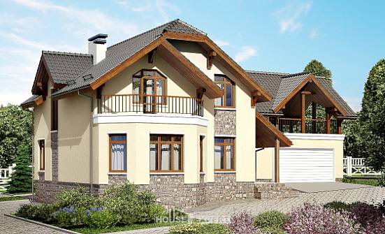 255-003-П Проект трехэтажного дома с мансардой, гараж, простой коттедж из твинблока Ершов | Проекты домов от House Expert