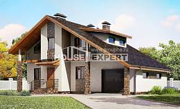 180-008-П Проект двухэтажного дома с мансардой и гаражом, средний домик из пеноблока Балашов, House Expert