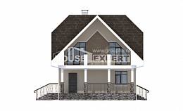 125-001-Л Проект двухэтажного дома мансардой, бюджетный загородный дом из блока Энгельс, House Expert