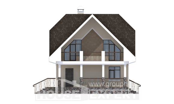 125-001-Л Проект двухэтажного дома мансардой, бюджетный загородный дом из блока Энгельс, House Expert