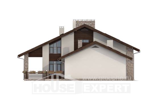 480-001-Л Проект двухэтажного дома с мансардой, огромный домик из теплоблока, Балаково