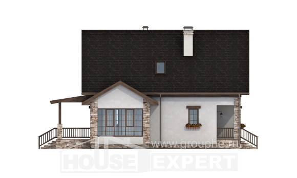 140-002-Л Проект двухэтажного дома с мансардой, компактный загородный дом из арболита Вольск, House Expert