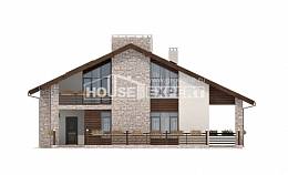 480-001-Л Проект двухэтажного дома мансардой, огромный коттедж из газобетона, Маркс