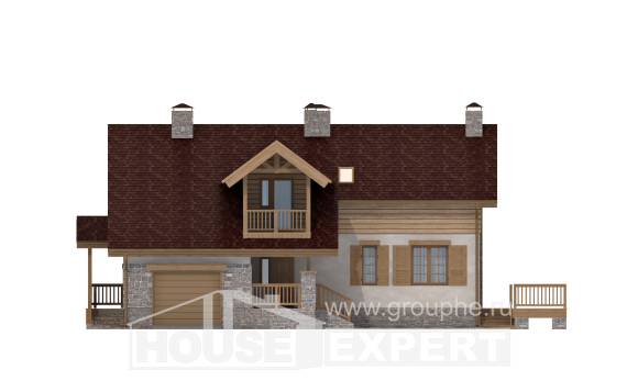 165-002-П Проект двухэтажного дома с мансардным этажом и гаражом, экономичный дом из теплоблока Ртищево, House Expert
