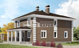 185-002-П Проект двухэтажного дома, уютный коттедж из блока Энгельс, House Expert