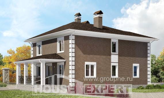 185-002-П Проект двухэтажного дома, уютный коттедж из блока Энгельс, House Expert