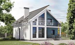 170-006-П Проект двухэтажного дома мансардой, красивый домик из блока Ртищево, House Expert