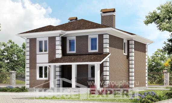 185-002-П Проект двухэтажного дома, компактный коттедж из газосиликатных блоков Энгельс, House Expert
