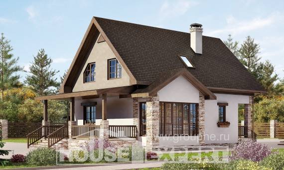 140-002-Л Проект двухэтажного дома с мансардным этажом, классический домик из теплоблока Балашов, House Expert