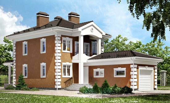 150-006-П Проект двухэтажного дома и гаражом, красивый коттедж из арболита, Ершов