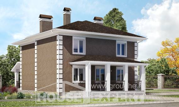 185-002-П Проект двухэтажного дома, классический дом из пеноблока Вольск, House Expert