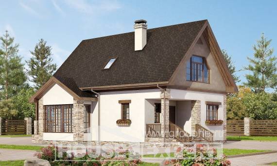 140-002-Л Проект двухэтажного дома с мансардой, уютный коттедж из арболита, Ершов