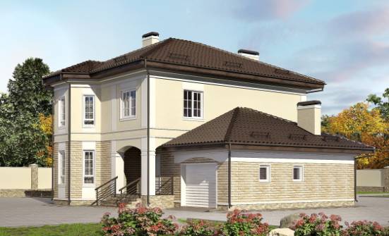 220-007-П Проект двухэтажного дома и гаражом, классический коттедж из кирпича, Ртищево