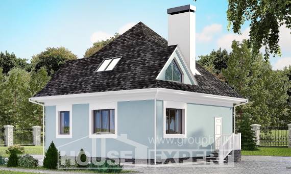 110-001-Л Проект двухэтажного дома мансардой, бюджетный загородный дом из керамзитобетонных блоков Маркс, House Expert
