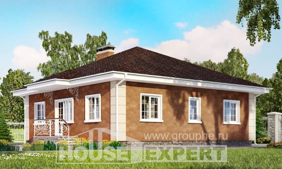100-001-Л Проект одноэтажного дома, классический загородный дом из твинблока Балашов, House Expert