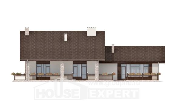 480-001-Л Проект трехэтажного дома с мансардным этажом, классический домик из блока Ртищево, House Expert