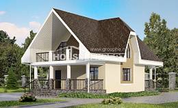 125-001-Л Проект двухэтажного дома с мансардой, простой загородный дом из газосиликатных блоков Маркс, House Expert