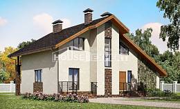 180-008-Л Проект двухэтажного дома мансардный этаж и гаражом, простой коттедж из бризолита Ершов, House Expert
