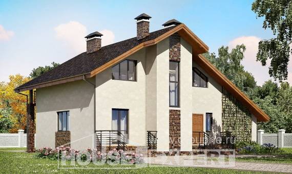 180-008-Л Проект двухэтажного дома с мансардой, гараж, простой дом из пеноблока, Вольск