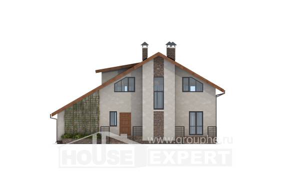 180-008-П Проект двухэтажного дома с мансардным этажом, гараж, средний загородный дом из теплоблока Маркс, House Expert