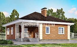 100-001-Л Проект одноэтажного дома, небольшой коттедж из керамзитобетонных блоков, Вольск