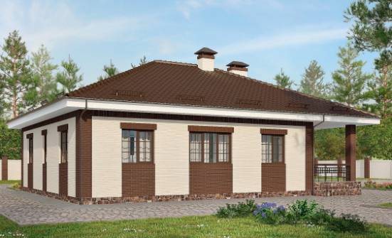 160-015-П Проект одноэтажного дома и гаражом, небольшой домик из газобетона Балашов | Проекты домов от House Expert