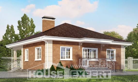 100-001-Л Проект одноэтажного дома, классический коттедж из газобетона Энгельс, House Expert