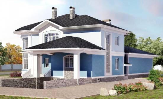 620-001-П Проект трехэтажного дома и гаражом, классический домик из пеноблока, Энгельс