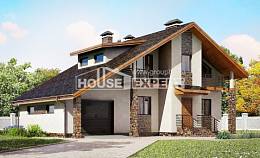 180-008-Л Проект двухэтажного дома мансардный этаж, гараж, красивый домик из газобетона Балаково, House Expert