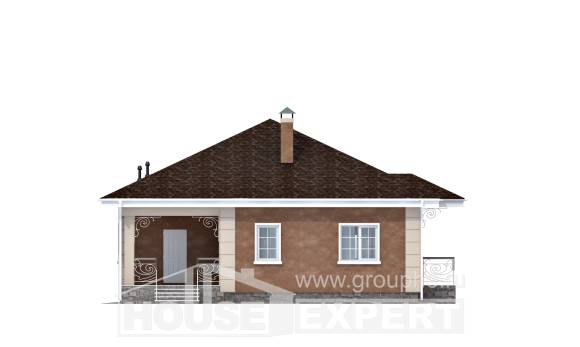 100-001-Л Проект одноэтажного дома, небольшой загородный дом из керамзитобетонных блоков Маркс, House Expert