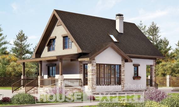 140-002-Л Проект двухэтажного дома с мансардой, современный домик из пеноблока Балаково, House Expert